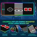 ToLuLu RGB Wireless Charging Gaming Mouse Pad, 7.5/10/15W 10 Light Modes LED Mouse Pad Computer Keyboard Mat Mousepad, 800x300x4MM Extended Large Big Desk Pad Desk Mat, Game Console Buttons Black