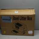 SZEE Stainless Steel Litter Box with Lid, Easy to Clean and NO Absorb Odor, Extra Large Litter Box with Open/Enclosed Modes, Includes Litter Scoop, Litter Mat & Trapping Box (White)
