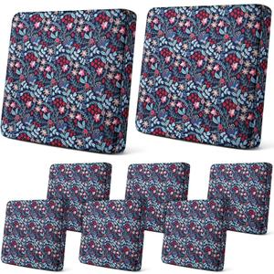 Newwiee 8Pcs Patio Cushion Covers Stretch Outdoor Cushion Cover Replacement for Patio Furniture Sofa Couch Slipcovers, Soft Flexibility Washable Furniture Protector(Paisley,Retro Color) 12.01"D x 8.27"W x 2.95"H