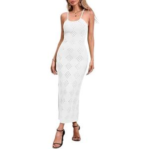 Fisoew Womens Crochet Swimsuit Cover Up Sleeveless Halter Neck Sexy Bodycon Backless Summer Knit Beach Vacation Maxi Dress XXL Fisoew Womens Crochet Swimsuit Cover Up Sleeveless Halter Neck Sexy Bodycon Backless Summer Knit Beach Vacation Maxi Dress XXL