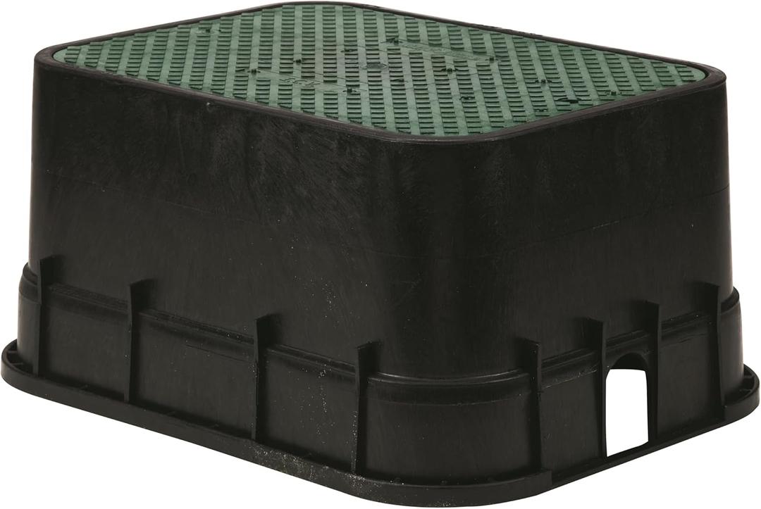 Rain Bird CPVBJMB Professional Series 12" Jumbo Rectangular Sprinkler Valve Box, Black with Green Lid, 12" High