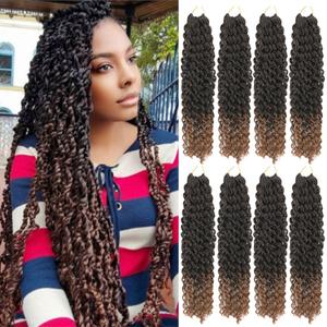 Passion Twist Hair 24 Inch Water Wave Crochet Hair for Black Women Long Passion Twist Crochet Hair for Butterfly Locs 8 Packs Crochet Passion Twist Braiding Hair Extensions Ombre Colors T30 (24 Inch (Pack of 8))