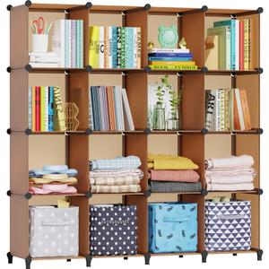 HOMIDEC Cube Storage Organizer 16-Cube Storage Shelf, Closet Organizer for Garment Racks, Closet Organizers and Storage with Metal Hammer, Bookshelf for Kids, (48.4 L x 12.2 W x 48.4 H Inches)