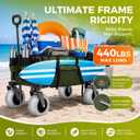 Beach Wagon with Extended Tailgate, 9" Big Sand-Proof Balloon Wheels, Heavy Duty 200L Oversized Foldable Beach Cart, 440LBS Utility Wagon with Side Pocket for Sand,Camping,Vacation