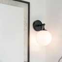 XiNBEi Lighting Wall Light 1 Light Vintage Wall Sconce with Globe Glass, Bathroom Vanity Light in Matte Black for Bathroom & Bedroom XB-W1211-MBK