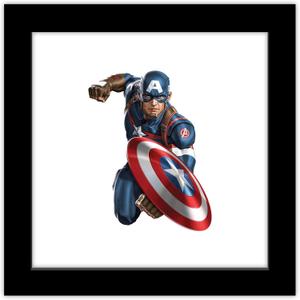 Trends International Gallery Pops Marvel Comics Avengers - Captain America Wall Art Wall Poster, 12" x 12", Black Framed Version