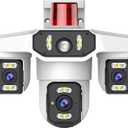 4MP Triple-Lens Outdoor Security Camera, 360 Pan/Tilt Coverage, Human Tracking & Night Vision, 2.4GHz WiFi, SD/Cloud Storage,2-Way Talk, Works with Mobile Apps & PCs