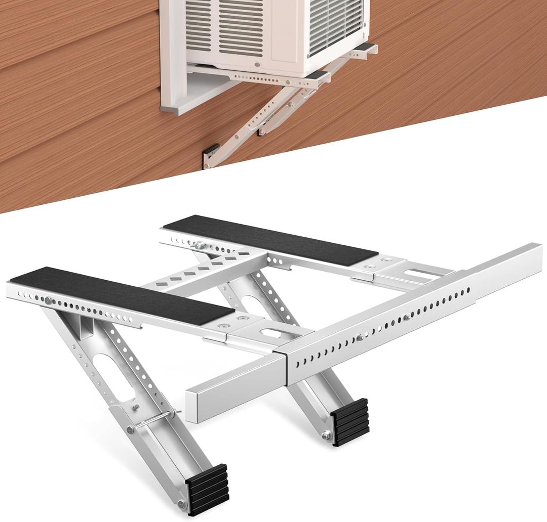 Window AC Bracket No Drilling, Heavy Duty Drilless Window Air Conditioner Support Brackets with 2 Arms, A/C Holder for 5000 Btu to 24000 Btu Outdoor AC Window Units, Max 350 Lb Capacity