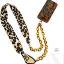 Phone Crossbody Chain Cell Phone Lanyard,Universal Leather+Metal Shouder Strap with Phone Tether Patches (S)