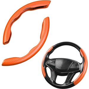 LoyaForba 15 Inch Car Steering Wheel Cover, Segmented, Carbon Orange