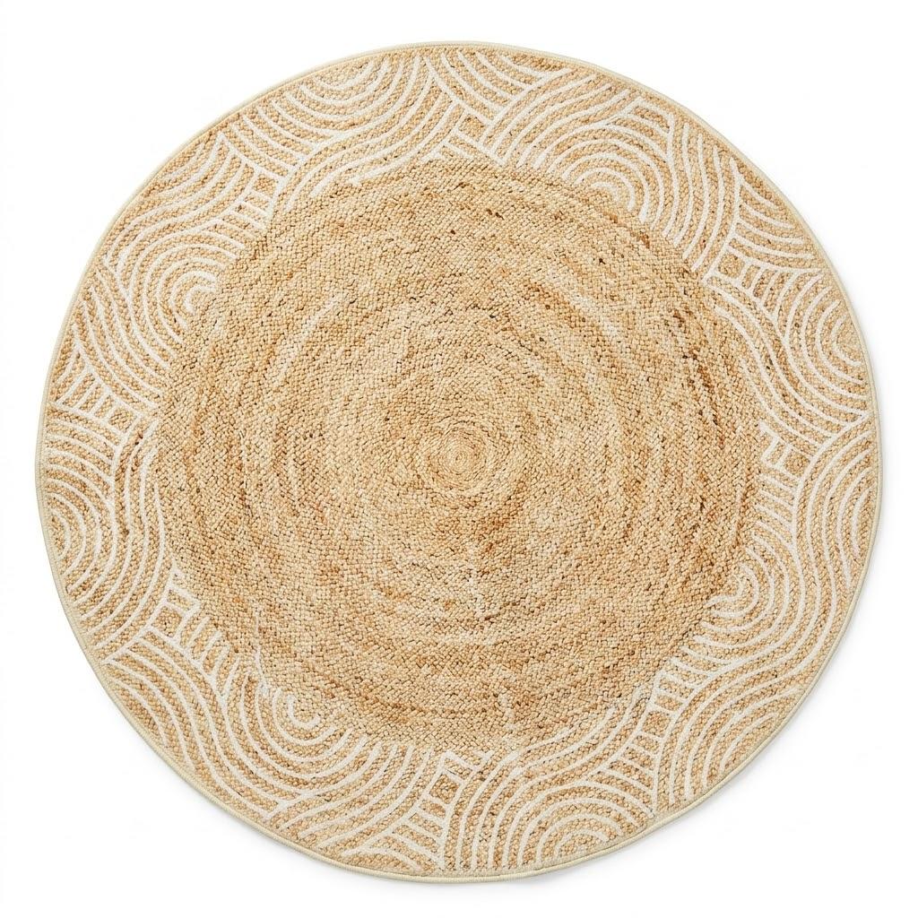 Round Rug 4ft, Dining Room Round Area Rug 4', Non-Slip Machine Washable Circle Rugs for Living Kitchen Bedroom Nursery Entryway Playroom, Farmhouse Soft Throw Floor Carpet Low Pile,  Beige,