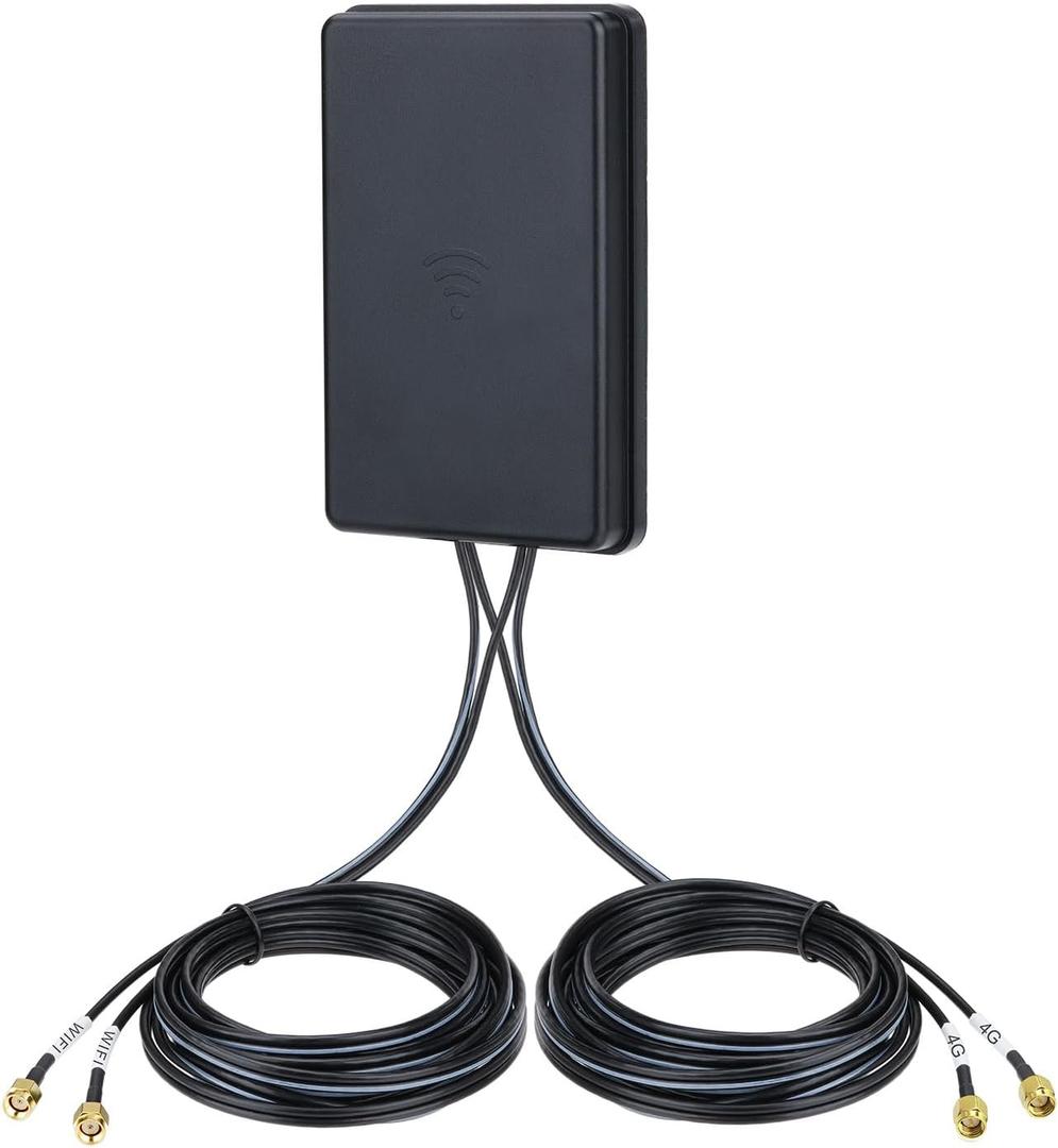 Eightwood 4G LTE + WiFi 6E MIMO Antenna with Dual SMA & RP-SMA Connectors,600MHz-6000MHz Wide Band, Adhesive Mount Antenna with 9.8ft Cable for Industrial Cellular Router, CPE, IoT Gateway, Hotspot