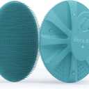 Silicone Body Scrubber Shower Bath Wash Brush Gentle Exfoliating Scrub Cleansing Loofah for Women Men Baby Sensitive Skin, Easy to Clean, Lather Nicely, More Hygienic, 1 Pack, Cyan