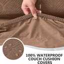 Genina 100% Waterproof Couch Cushion Covers for Pets - Stretch Sofa Seat Cover for Dogs Jacquard Non Slip Sectional Couch Covers Sofa Slipcovers Washable (3 Pieces, Brown)