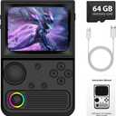 R36T Retro Handheld Game Console, Portable Retro Gaming Console with 3.5” CRT-Inspired Screen, 3500mAh Arcade Classics, Supports Multiple Mainstream Emulators, WiFi Network Battling, 64GB (Black)
