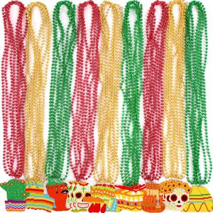 Geefuun 36 Pcs Mexican Party Favors, Fiesta Beaded Necklaces Bulk with Colorful Felt Pendants for Cinco de Mayo, Taco Tuesday & Mexican Themed Birthday Decorations(9 Styles)