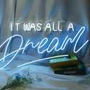 It Was All A Dream Neon Sign for Bedroom, LED Handmade Wall Decor Light with Dimmer (White+Blue (23.6 inches))