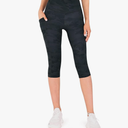ODODOS Women's High Waisted Yoga Capris with Pockets, Tummy Control Non See Through Workout Athletic Running Capri Leggings S