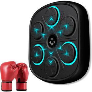 OurStarry New Model Smart Music Boxing Machine for Adults and Kids, Training Machine with LED Electronic Wall Mounted, Home Indoor Workout Equipment with Premium Boxing Gloves, X-Large