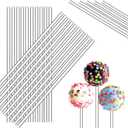 Zopeal 200 Pcs Acrylic Lollipop Sticks Clear Cake Pops Rods Cake Topper Candy Cupcake Treat Stick for Wedding Chocolate Cookie Dessert Handmade DIY Crafts Party Decor Gardening(4 x 0.12 Inches,Clear)
