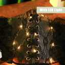 Bounzhi Women Wide Elastic Corset Belt Stretch Leather Belt Dresses Belt Lace Vintage Waist Belt Buckle for Women and Girls (Black)