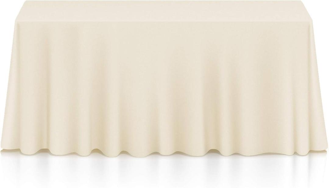 Lann's Linens - 90" x 132" Premium Tablecloth for Wedding/Banquet/Restaurant - Rectangular Polyester Fabric Table Cloth - Ivory