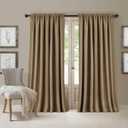 Elrene All Seasons Blackout Window Curtain Panel, Room-Darkening Rod-Pocket and Back Tab Curtain, 52x108", Antique Gold, 1 Panel