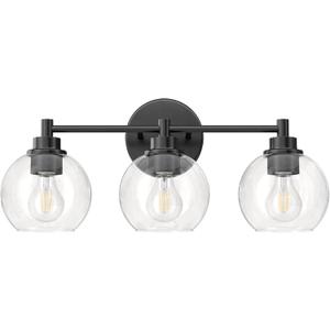 VONLUCE Bathroom Light Fixtures, 3-Light Vanity Light with Globe Glass Shades E26 Sockets, Bathroom Lights Over Mirror for Bedroom Hallway Living Room, Black Finish