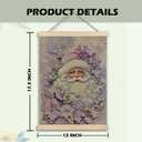 BearCake Vintage Purple Christmas Wall Art Poster Hanger Frame, Purple Christmas Decor, Fairytale Winter Xmas Floral Present Box Santa Wall Decor for Home Bedroom Living Room, 12x16 Inch Set of 2