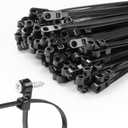 200 PCS 12 inch Black Zip Ties with Screw Hole 75lbs Mountable head Cable Ties Straps Multipurpose Heavy Duty Nylon Cable Zip Ties with Screw Mounting Hole