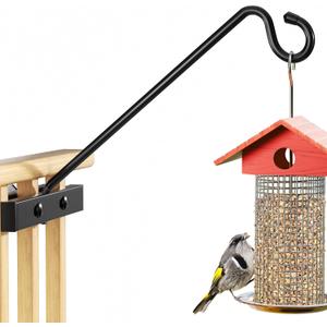 12-Inch Deck Bird Feeder Hanger for Railing, Outdoor Decor Plant Hanger, Balcony Railing Hook - 22LB Capacity - for Hanging Plants, Bird Feeders, Lanterns, Wind Chimes