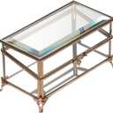 Glass Vintage Jewelry Box Keepsake storage Trinket Ring Display Box Home Decor Beveled Clear Glass Box Organizer (6.8x3.9x3.5) (Golden)