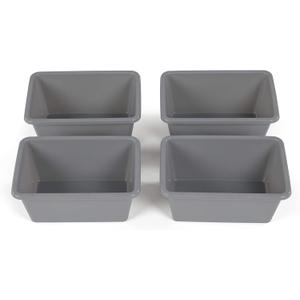 Humble Crew Toy Storage Bins for Kids, Set of 4, Grey, Small - Sturdy, Colorful Plastic Storage Bins for Classroom, Playroom, Nursery, and More - Premium Toddlers Toy Organizer Bins