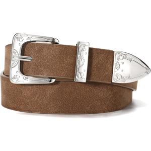 XZQTIVE Western Belt for Women, Cowgirl Cowboy Suede Belt for Jeans Pants, Vintage Belts with Silver Buckle, Country Style