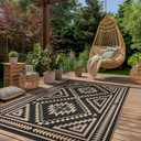 GENIMO Outdoor Rug for Patio Clearance - 6x9 ft Waterproof Plastic Camping Rugs, Reversible Outside Rv Mat Carpet for Porch, Deck, Picnic, Balcony, Beach, Backyard, Black Brown