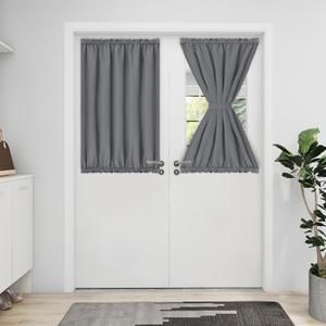 Easy-Going Blackout Door Curtains, Rod Pocket Privacy Light Filtering Sidelight Curtains for French Door, 1 Panel, 52x40 inch, Gray (Grey)