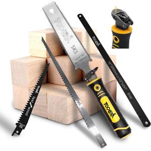 TOOLAN: 5-In-1 Multi Blades Hand Saw, 6 Inch(11T/16T) Double Edges Japanese Pull, DrywallSaw, HackSaw, Jab Saw, for Woodworking, Hard/Soft woods cutting, Metal, Blade Quick Change Mechanism.