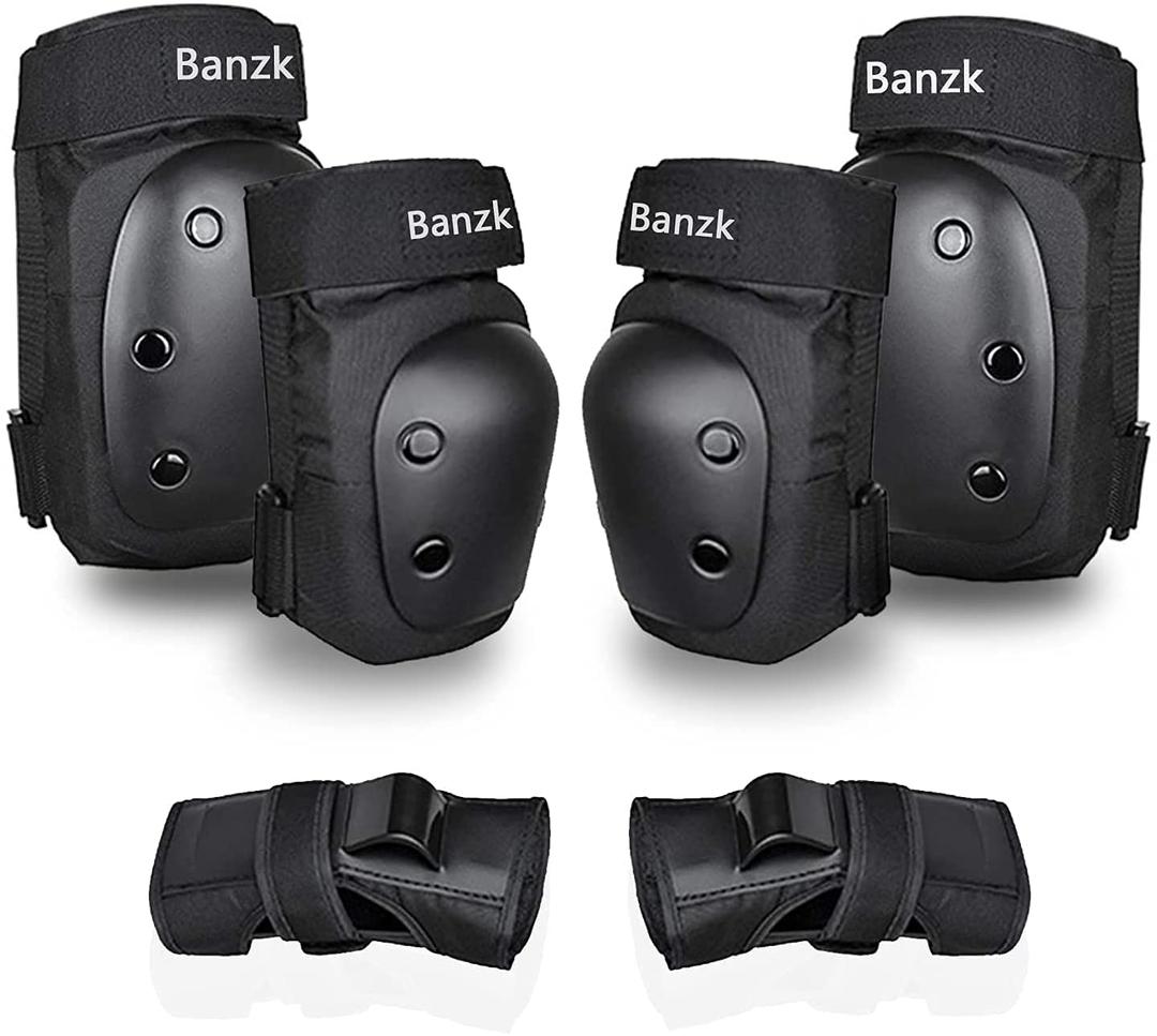 Adult/Kids Knee Pads Elbow Pads Wrist Guards Set for 3-8 Years, Child Protective Gear Set for Roller Skates, Cycling, BMX Bike, Skateboard, Inline Skating, Scooter Riding Sports Black S (Black, S)