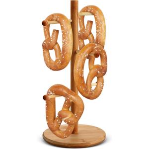 1 Pcs Pretzel Holder Stand Bamboo Tree-shaped Pretzel Display Rack Hanger with Arms Hanging Donuts Bagels and Sausages Hook Stand for Oktoberfest Party Bakeries (13.78 x 6.5 x 6.5 Inches)