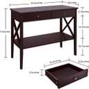 ChooChoo Console Table with Drawers, Narrow Wood Accent Sofa Table Entryway Table with Storage Shelf for Entryway, Front Hall, Hallway, Living Room, Espresso, 11.8"D x 39.4"W x 31.5"H