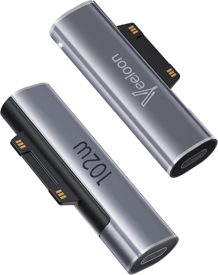 Surface Connector to USB C Charging Adapter 1 Pack, 15V 102W Type C to Surface Magnetic Adapter,Require 45W/65W/100W/102W C Charger for Microsoft Laptop Surface Go Pro Accessories