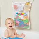2 x Bath Toy Holder 14x20 Inch, Mesh Bathtub Toy Storage Basket, Kids Bath Net, Tub Holder Bag, Toddler Shower Caddy Hanging Bucket Bin, Baby Bathroom Organizer with 2 Suction Cups, 2 Adhesive Wall Hooks