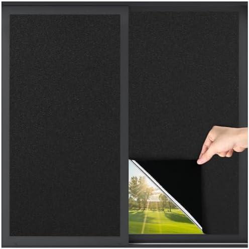 LUTE Blackout Window Film, Light Blocking Room Darkening Frosted Privacy Cling for Glass, Black Out Shades Window Tint for Day Sleep, Static Cling Sun Blocking Blackout Cover, 17.5" x 78.7"