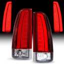 Pair RED LED Tail Lights Compatible with Chevrolet GMC C/K Silverado Sierra Pickup Trucks 1988-1998, Suburban Tahoe Yukon Blazer 1992-1999, OE Style Plug & Play Rear Lamps