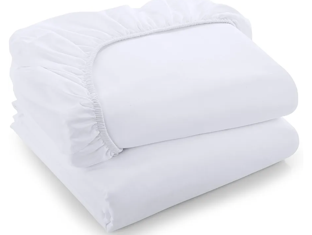 Utopia Bedding Twin Fitted Sheets - Bulk Pack of 02 Bottom Sheets - Soft Brushed Microfiber - Deep Pockets - All Around Elastic (White)