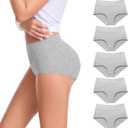 CAILECOTTON Womens Underwear Cotton Briefs for Women Plus Size Panties for Women Pack 2/5 (Gray, XXL)