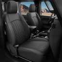 FEINEPRO for Jeep Wrangler Seat Covers 4 Door JL 2026 2025 2024 2023 2022 2021 2020 2019 2018 Custom Seat Cover Full Set Faux Leather Without Rear Cup Holder - Black