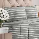 Twin XL 4 Piece Sheet Set - Comfy, Breathable & Cooling - Hotel Luxury Bedding for Women, Men, Kids & Teens - 1 Flat & 1 Fitted Sheet and 2 Pillowcases w/ Deep Pockets - Wrinkle Free - Grey Stripes