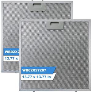 WB02X27207 Range Hood Grease Filters Compatible with GE Range Vent Hood JVX5300BJ1TS JVX5300DJ1BB JVX5300DJ1WW Replace For 4463981 PS11771771 EAP11771771-2 Pack 13.77 x 13.77 x 0.39 Inches