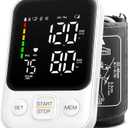 Blood Pressure Monitor Automatic Upper Arm Machine Accurate Adjustable Digital BP Cuff Kit Led Backlit Display 2 Users 240 Sets Memory Includes Storage Bag White